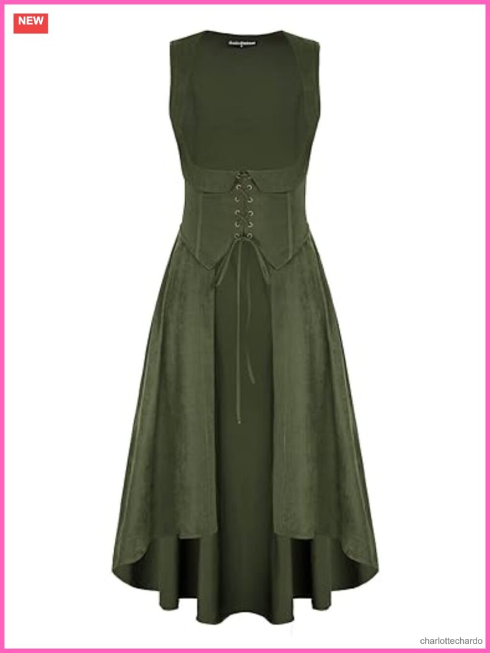 Renaissance Costume Dress Sleeveless Underbust Pirate High Low